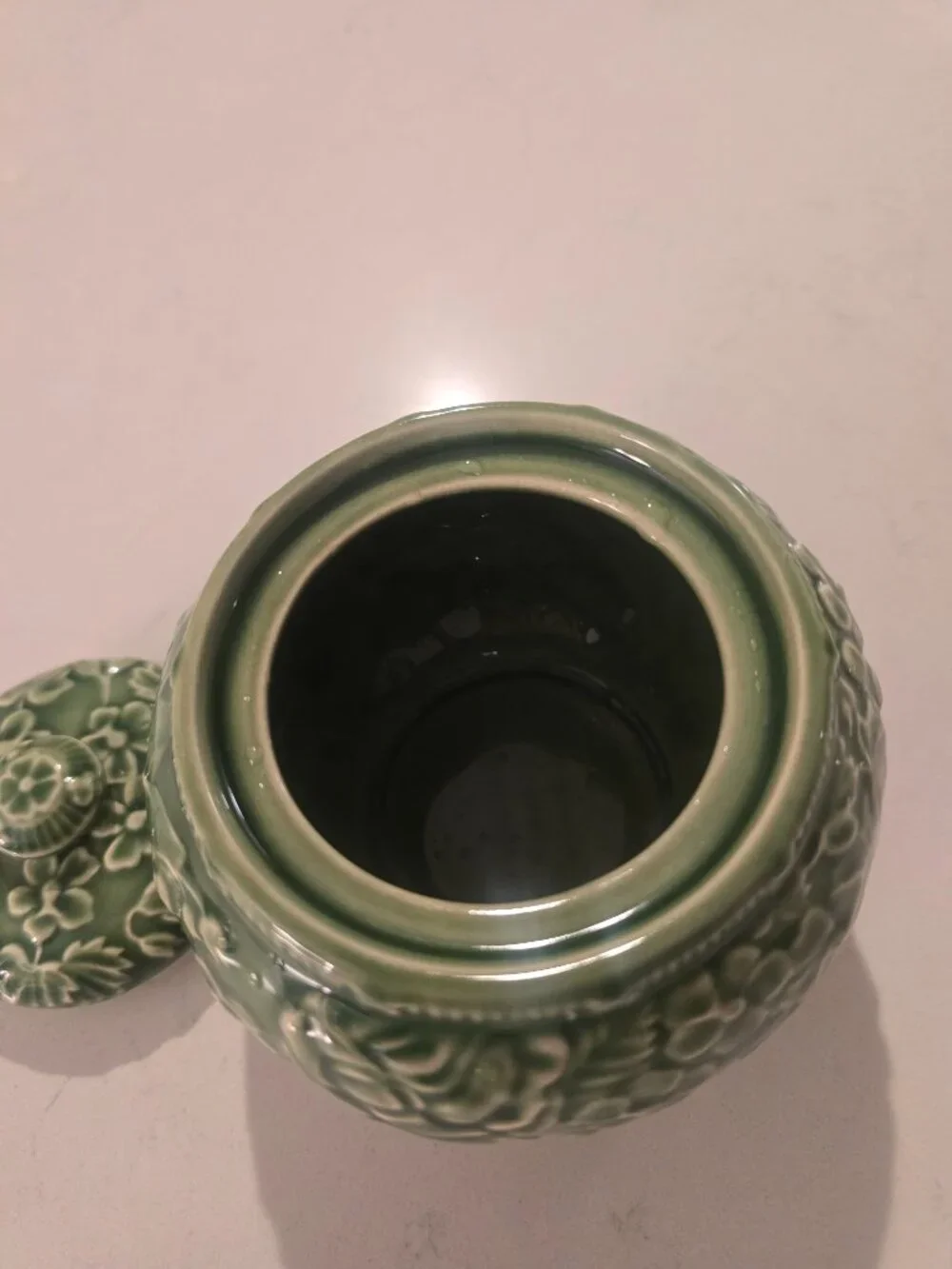 Tiffany & Co. Majolica Green Leaf Embossed Small Bowl/ Sugar Bowl